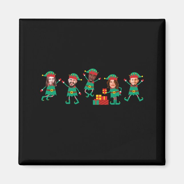 D Funny Face Photo Christmas Elf  Magnet (Framsidan)
