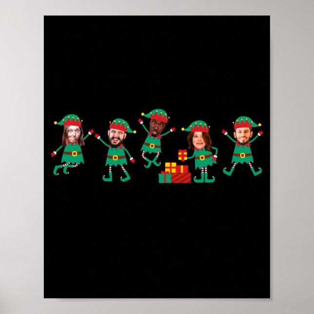 D Funny Face Photo Christmas Elf  Poster (Framsidan)