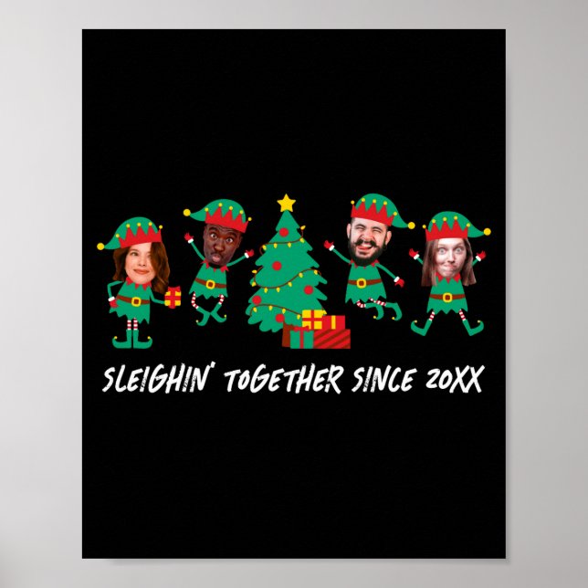 D Funny Face Photo Christmas Elf  Poster (Framsidan)