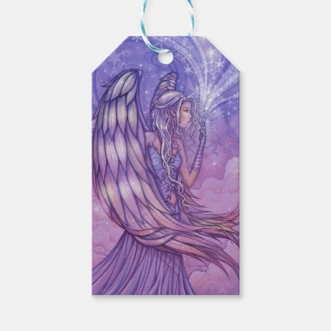 D gryningsängel fantasy konst presentkort presentetikett (Framsidan)