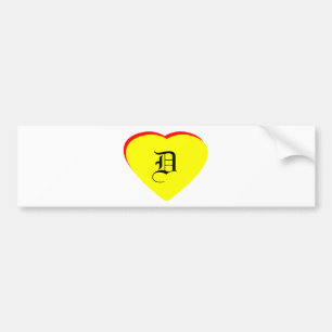 "D" Heart Gult Red Wedding bjudande MUSEUM Bildekal