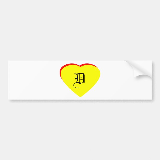 "D" Heart Gult Red Wedding bjudande MUSEUM Bildekal (Framsidan)