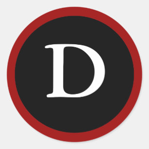 D: Inledande D Brev D Red, White & Black Sticker Runt Klistermärke