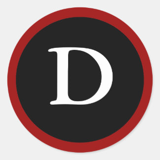D: Inledande D Brev D Red, White & Black Sticker Runt Klistermärke