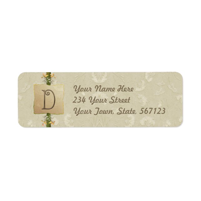 D - Ivory Elegance Monogram Returadress Etikett (Framsidan)