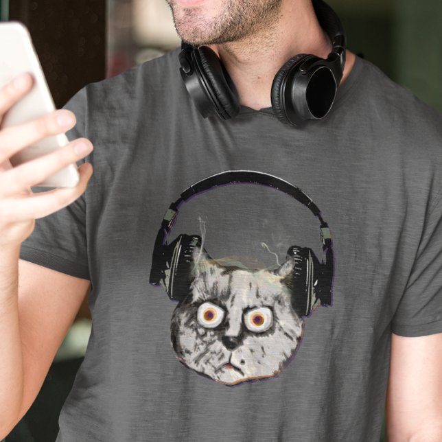 d.j. DJ Headphone Funny Cat Tröja (DJ cool tee)