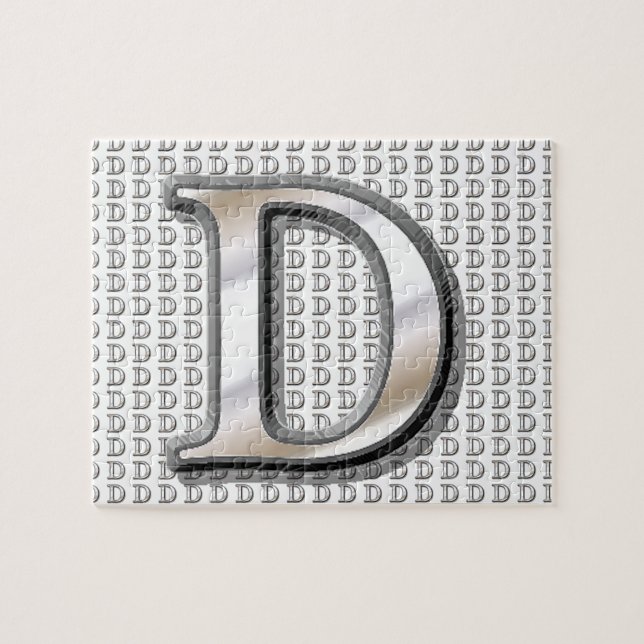 D- Modern metallisk monogram Pussel (Horisontell)