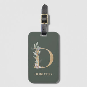 D Monogram Blommigt Personlig Bagagebricka