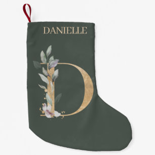 D Monogram Blommigt Personlig Liten Julstrumpa