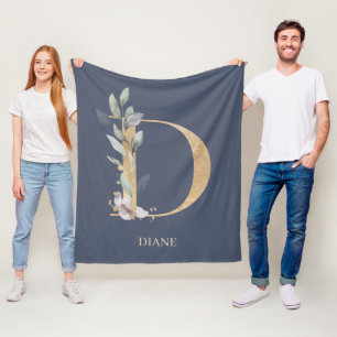 D Monogram-Blommigtens Personlig Fleecefilt