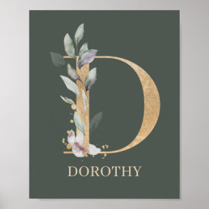D Monogram-Blommigtens Personlig Poster