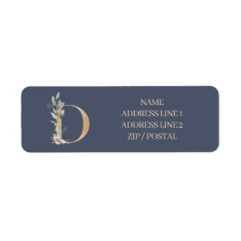 D Monogram-Blommigtens Personlig Returadress Etikett