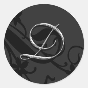 D Monogram Brev Bröllop kuvertförslutningsmärke Runt Klistermärke