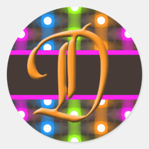 D Monogram Brev kuvertförsegling Runt Klistermärke