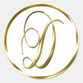 D Monogram faux Guld kuvert eller favoritförseglin Runt Klistermärke