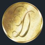 D Monogram Faux Guld kuvert Seal Stickers Runt Klistermärke<br><div class="desc">D Monogram faux Guld kuvert eller favoritförsegling. Dessa klassiska, runda klistermärken trycks med icke-metallisk bläck på ett platt klistermärke för att se ut som guld. De är inte avfasade eller präglade monogram utan är designade att se ut som om de är avfasade eller präglade monogram. Dessa guld monogram sälar skrivs...</div>