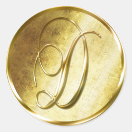 D Monogram Faux Guld kuvert Seal Stickers Runt Klistermärke