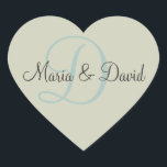 D Monogram Heart Stickers | Kuvertförseglingar Hjärtformat Klistermärke<br><div class="desc">D Monogram Heart Stickers | Kuvert Sand färg Heart med patina grönt färg monogram och chokladbrun namn. Perfekt för baksidan av din bröllopsinbjudan eller försäljning av datumkuvert. Du kan också använda dem på baksidan av ett tack och lägga dem på gåvor till helgdagar och särskilda tillfällen. Dessa hjärtklistermärken är helt...</div>