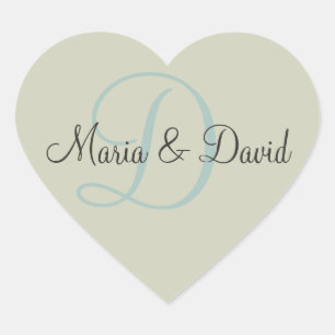 D Monogram Heart Stickers Kuvertförseglingar Hjärtformat Klistermärke