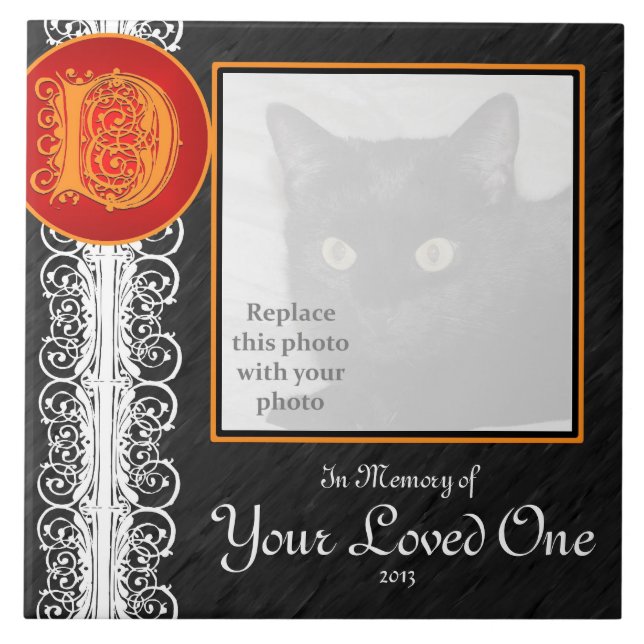 D Monogram "In Memory of Your Loved One" Tile Kakelplatta (Framsidan)
