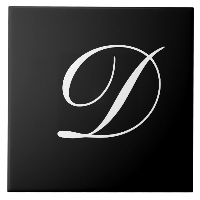 D Monogram inledande vit på svart Kakelplatta (Framsidan)
