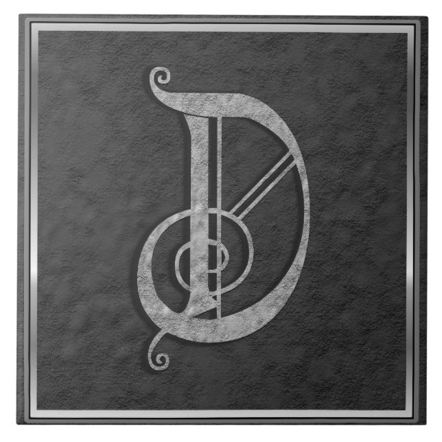 D Monogram "Medieval Grått Stone" keramiskt platto Kakelplatta (Framsidan)