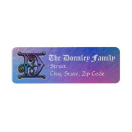 D Monogram "Old World Blue"-Adressetiketter Returadress Etikett