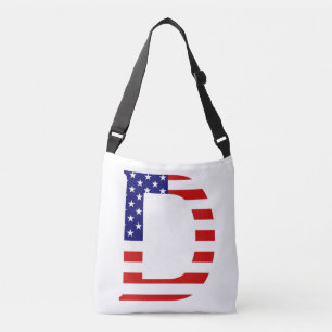 D Monogram överlagt på USA flagga-burk Axelväska