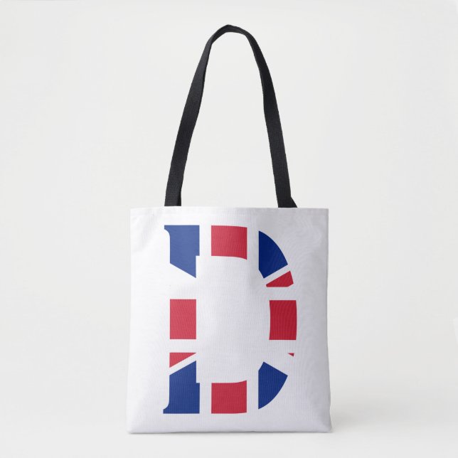 D Monogram övertäckt av Union Jack Flagga Tygkasse (Framsida)