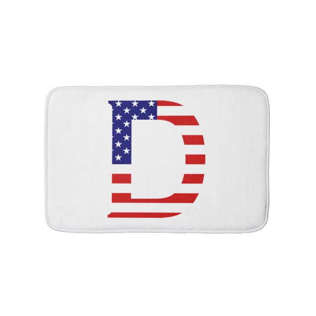 D Monogram täckt över USA flagga Badrumsmatta (Framsidan)