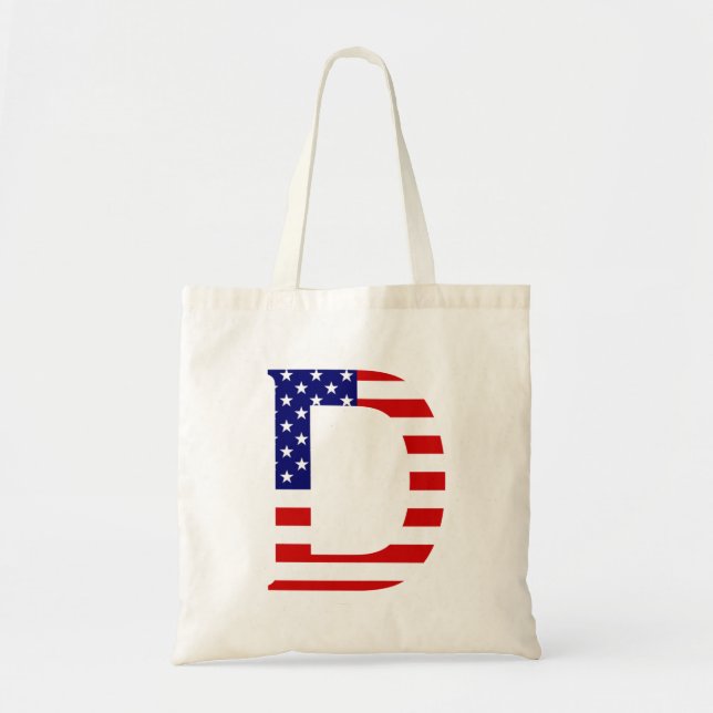 D Monogram täckt över USA flagga Tygkasse (Framsidan)