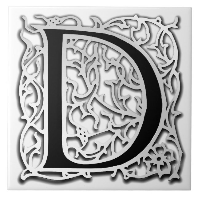 D-monogramen "silver keramiska Besque" belägger Kakelplatta (Framsidan)
