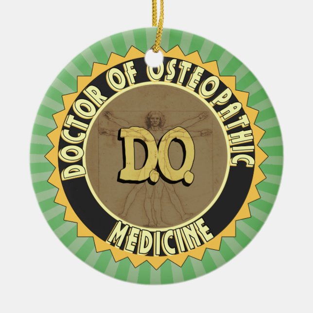 D.O. BADGE Vitruvian Man DOKTOR OSTEOPATHY Julgransprydnad Keramik (Framsidan)