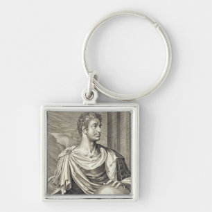 D. Octavius Augustus (ANNONS 63 BC - 14) kejsare Fyrkantig Silverfärgad Nyckelring