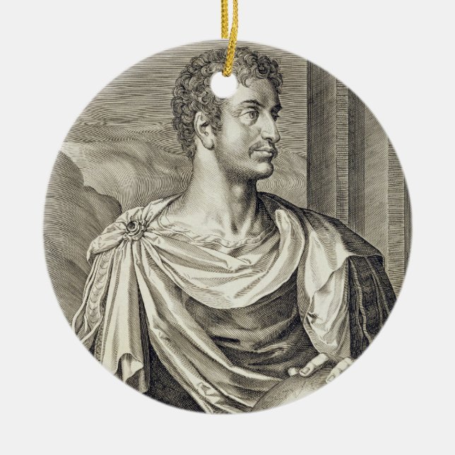 D. Octavius Augustus (ANNONS 63 BC - 14) kejsare Julgransprydnad Keramik (Framsidan)