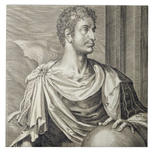 D. Octavius Augustus (ANNONS 63 BC - 14) kejsare Kakelplatta