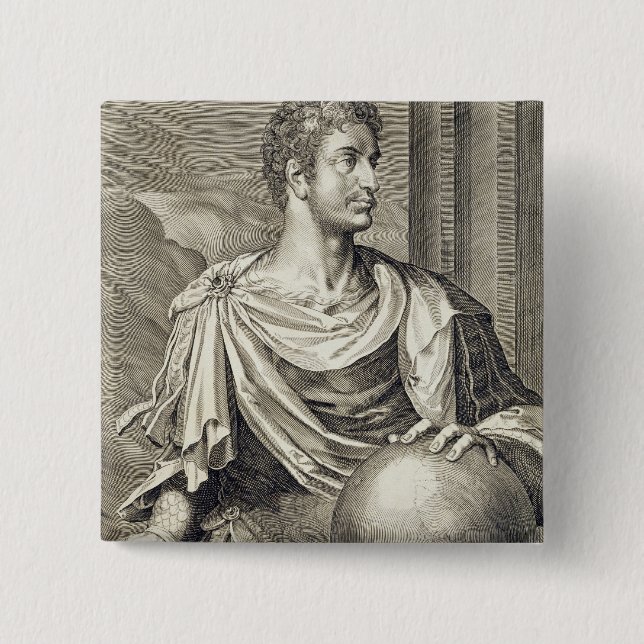 D. Octavius Augustus (ANNONS 63 BC - 14) kejsare Knapp (Framsida)