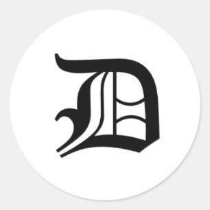 D-text gammalt engelska runt klistermärke