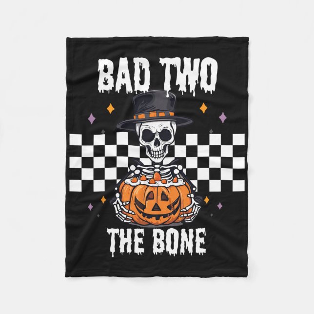 D till skelettskeleton Halloween Costume Fleecefilt (Framsidan)