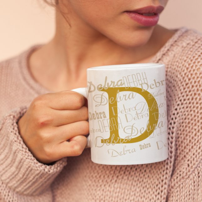 D Ursprunglig Anpassningsbar Kaffemugg (monogram + name pattern)