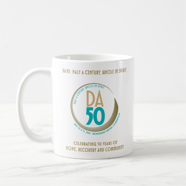 DA50 Worldwide Virtual Convention Mug in Gold/Teal Kaffemugg (Vänster)