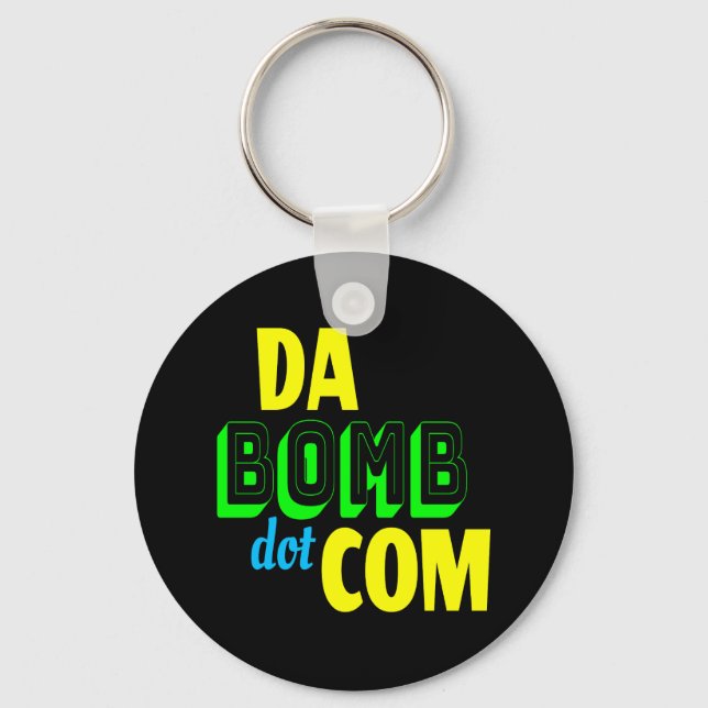 Da Bomb dot com Novelty Funny Retro 90s Nyckelring (Framsida)