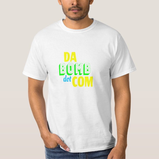 Da Bomb dot com Novelty Funny Retro 90s T Shirt (Framsida)