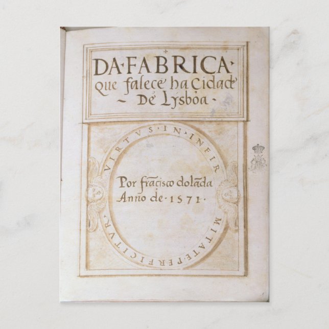 Da Fabrica que falece ha Cidade de Lysboa" Vykort (Framsida)