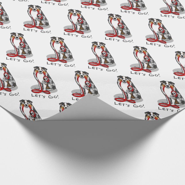 Då kör vi! Australian shepherd (blått slagg/w 1) Presentpapper (Hörn)
