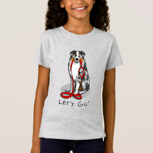 Då kör vi! Australian shepherd (blått slagg/w 1) T Shirt