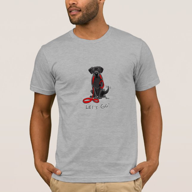 Då kör vi! Black Labour Retriever - Cute Hund T Shirt (Framsida)