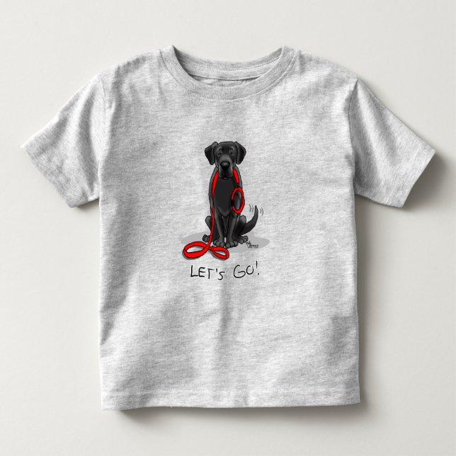 Då kör vi! Black Labour Retriever - Cute Hund T Shirt (Framsida)