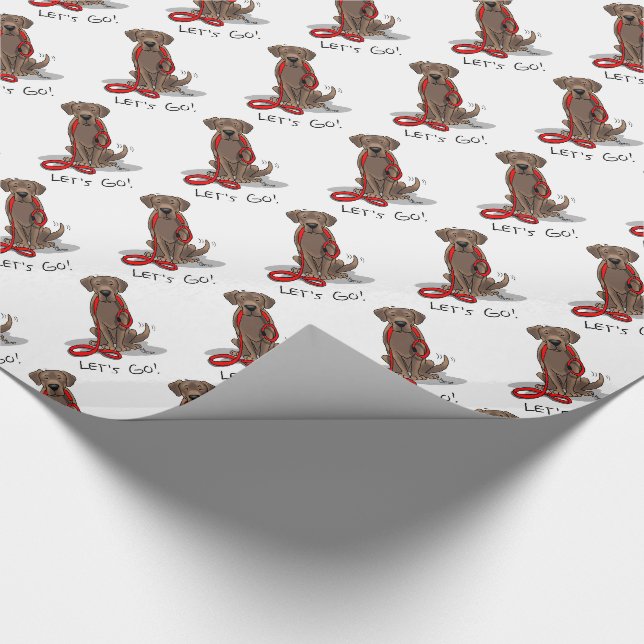 Då kör vi! Chocolate Lab Labrador Retriever Funny Presentpapper (Hörn)
