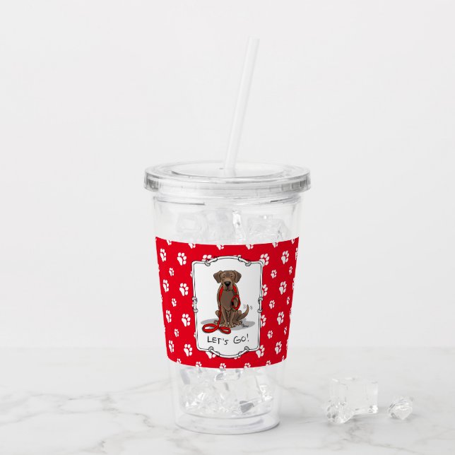 Då kör vi! Chocolate Lab Labrador Retriever Funny Take Away Mugg (Baksida Ice)